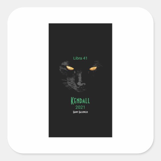 Black Cat Happy Halloween schattig Vierkante Sticker (Voorkant)