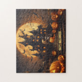 Black Cat Happy Halloween spookhuis puzzel (Verticaal)