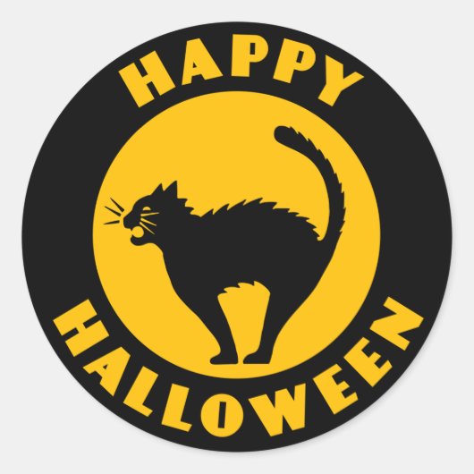  Black Cat - Happy Halloween Sticker (Voorkant)