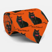 Black Cat Happy Halloween Stropdas (Opgerold)