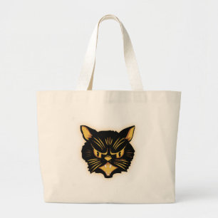 Black Cat Happy Halloween Trick or treat Grote Tote Bag