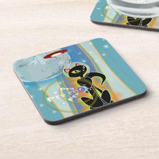 Black Cat Hard kunststof onderzetter (Linkerzijde)