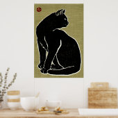 Black Cat Hasegawa Sadanobu III Late 20th C. Poster (Keuken)