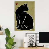 Black Cat Hasegawa Sadanobu III Late 20th C. Poster (Thuiskantoor)