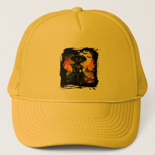 black cat Hat Trucker Pet (Voorkant)