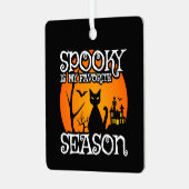 Black Cat Haunted Spooky Seizoen Happy Halloween Metalen Ornament (Voorkant links)