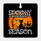 Black Cat Haunted Spooky Seizoen Happy Halloween Metalen Ornament (Voorkant)