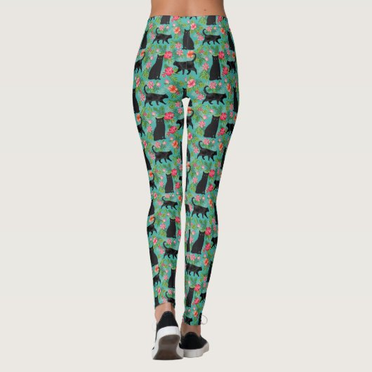 Black Cat Hawaiian print leggings (Achterkant)