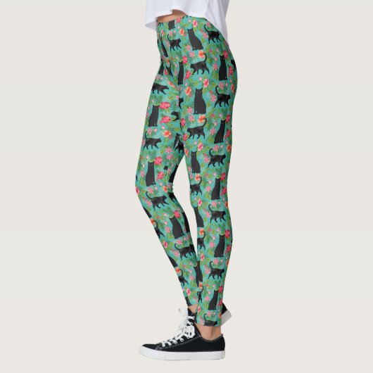 Black Cat Hawaiian print leggings (Links)