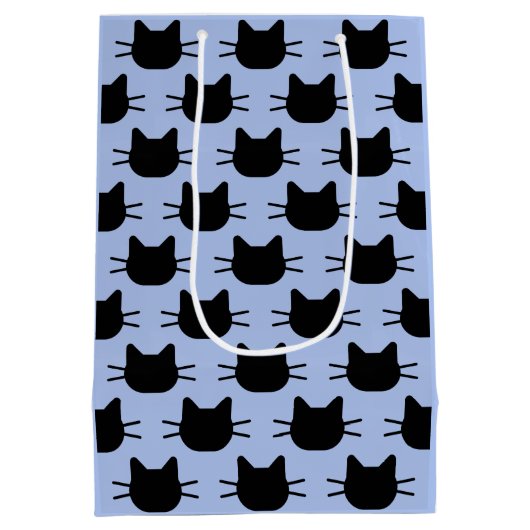 Black Cat Head Silhouette Herhaal Pattern Gift Bag Medium Cadeauzakje (Achterkant)