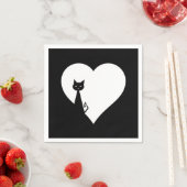 Black Cat Heart Napkins Servet (Insitu)