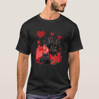 Black Cat Heart Valentijnse Valentijn Cat Lover T-shirt