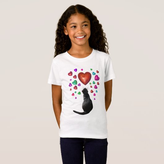 Black Cat Hearts Shirt (Voorkant volledig)
