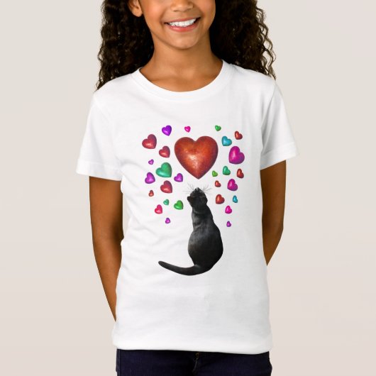 Black Cat Hearts Shirt (Voorkant)