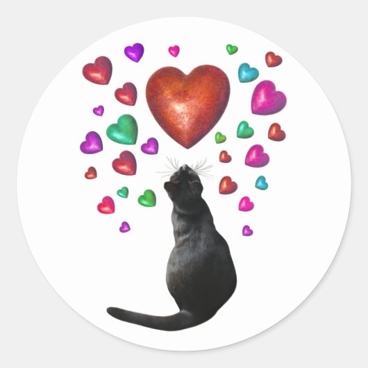 Black Cat Hearts Sticker (Voorkant)