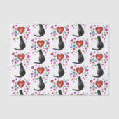 Black Cat Hearts Tissue Paper Tissuepapier (Voorkant)