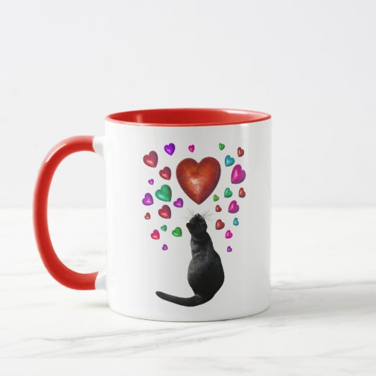 Black Cat Hearts Valentijn Mok (Links)