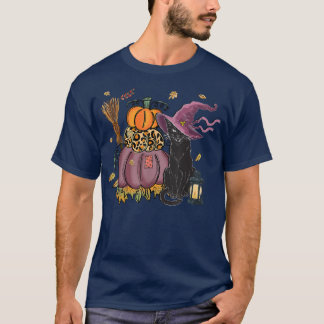 Black Cat Herfst, Black Cat Pumpkin Autumn Halowee T-shirt