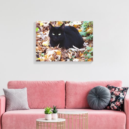 Black Cat herfst foto single Canvas Afdruk (Insitu (Woonkamer))