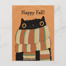 Black Cat Herfst Seizoen Gelukkig Halloween Briefkaart