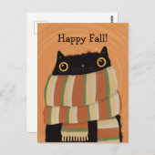 Black Cat Herfst Seizoen Gelukkig Halloween Briefkaart (Voorkant / Achterkant)