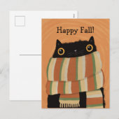 Black Cat Herfst Seizoen Gelukkig Halloween Feestdagenkaart (Voorkant / Achterkant)