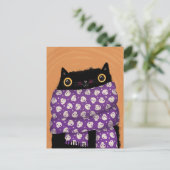 Black Cat Herfst Seizoen Gelukkig Halloween Feestdagenkaart (Staand voorkant)