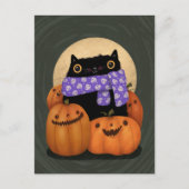 Black Cat Herfst Seizoen Gelukkig Halloween Feestdagenkaart (Voorkant)