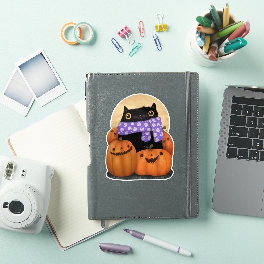 Black Cat Herfst Seizoen Gelukkig Halloween Sticker (iPad Cover)
