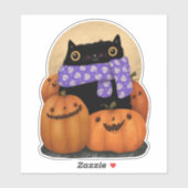 Black Cat Herfst Seizoen Gelukkig Halloween Sticker (Vel)