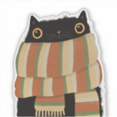 Black Cat Herfst Seizoen Gelukkig Halloween Sticker (Voorkant)