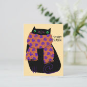 Black Cat Herfst Seizoen Halloween Spooky Schattig Briefkaart (Staand voorkant)