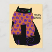 Black Cat Herfst Seizoen Halloween Spooky Schattig Briefkaart (Voorkant)