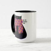 Black Cat Herfst Seizoen Halloween Spooky Schattig Mok (Voorkant links)