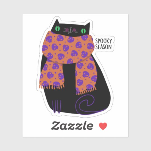 Black Cat Herfst Seizoen Halloween Spooky Schattig Sticker (Vel)
