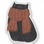 Black Cat Herfst Seizoen Halloween Spooky Schattig Sticker (Voorkant)