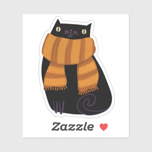 Black Cat Herfst Seizoen Halloween Spooky Schattig Sticker (Vel)