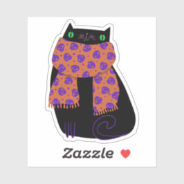Black Cat Herfst Seizoen Halloween Spooky Schattig Sticker