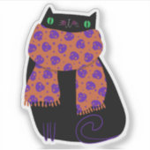 Black Cat Herfst Seizoen Halloween Spooky Schattig Sticker (Voorkant)