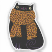 Black Cat Herfst Seizoen Halloween Spooky Schattig Sticker (Voorkant)