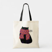 Black Cat Herfst Seizoen Halloween Spooky Schattig Tote Bag (Achterkant)