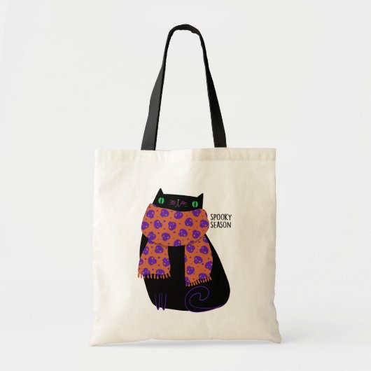 Black Cat Herfst Seizoen Halloween Spooky Schattig Tote Bag (Voorkant)