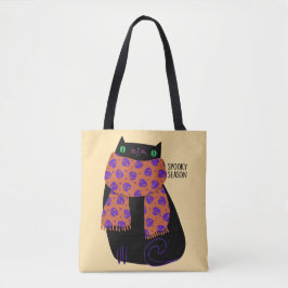 Black Cat Herfst Seizoen Halloween Spooky Schattig Tote Bag