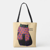 Black Cat Herfst Seizoen Halloween Spooky Schattig Tote Bag (Achterkant)