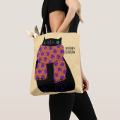 Black Cat Herfst Seizoen Halloween Spooky Schattig Tote Bag (Dichtbij)