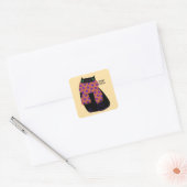 Black Cat Herfst Seizoen Halloween Spooky Schattig Vierkante Sticker (Envelop)