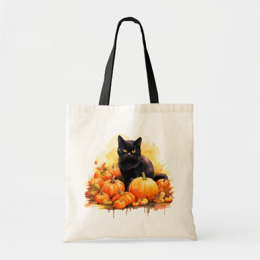 Black Cat Herfst Tote Bag (Voorkant)