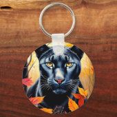Black Cat herfstbladeren schilderen Sleutelhanger (Achterkant)