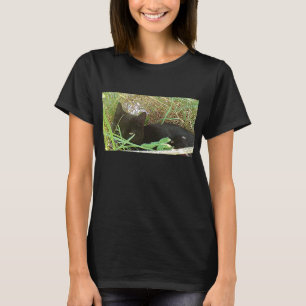 Black Cat Hiding in Grass T-shirt