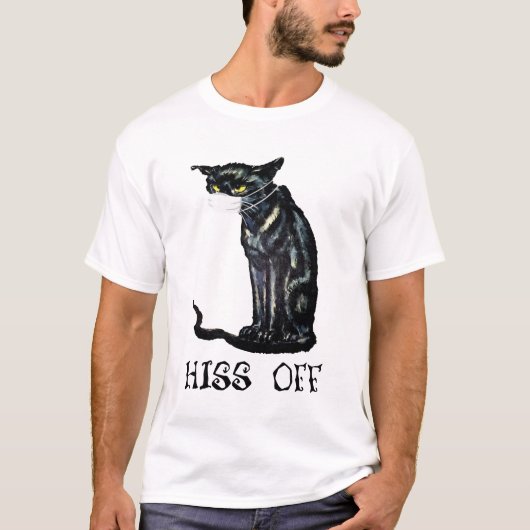 Black Cat Hiss Off Shirt Funny 2020 Quarantined (Voorkant)